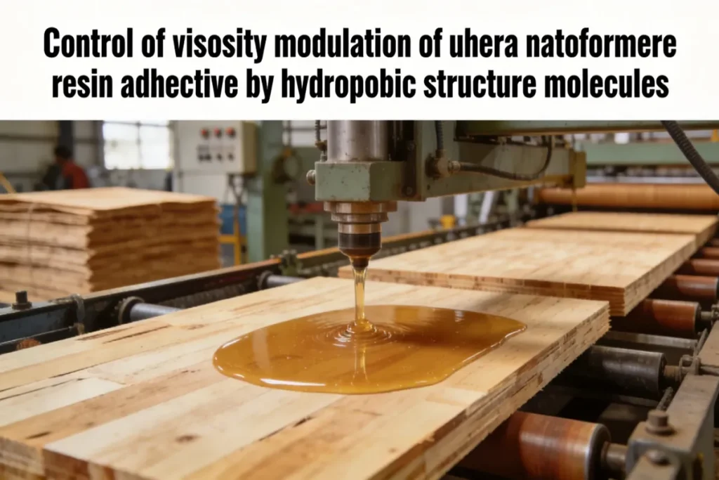 Control of viscosity modulation of urea formaldehyde resin adhesive by hydrophobic structure molecules