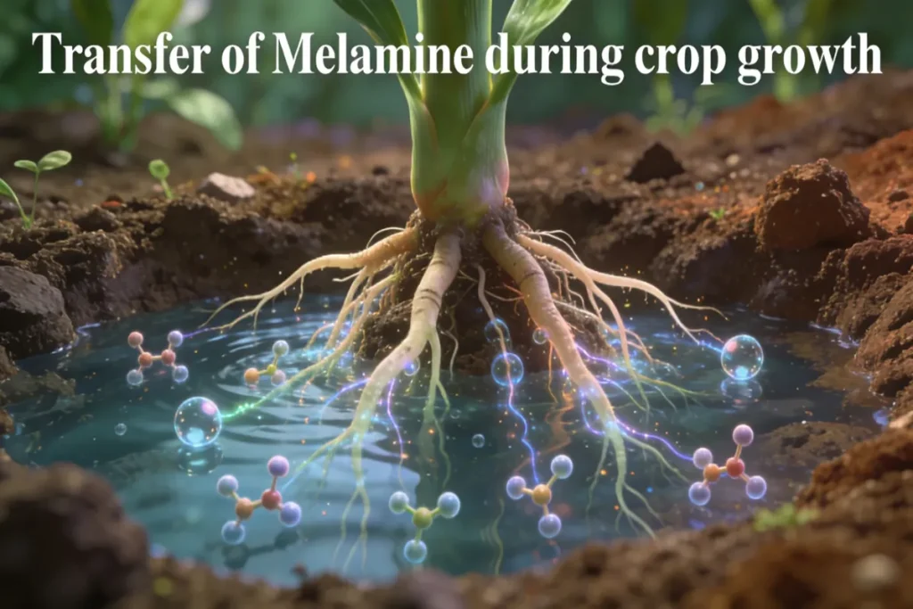 Transfer of melamine during crop growth